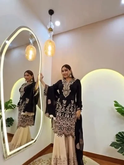 Women's Clothing - DESIGNER WEAR KURTA SARARA PAIR WITH DUPATTA