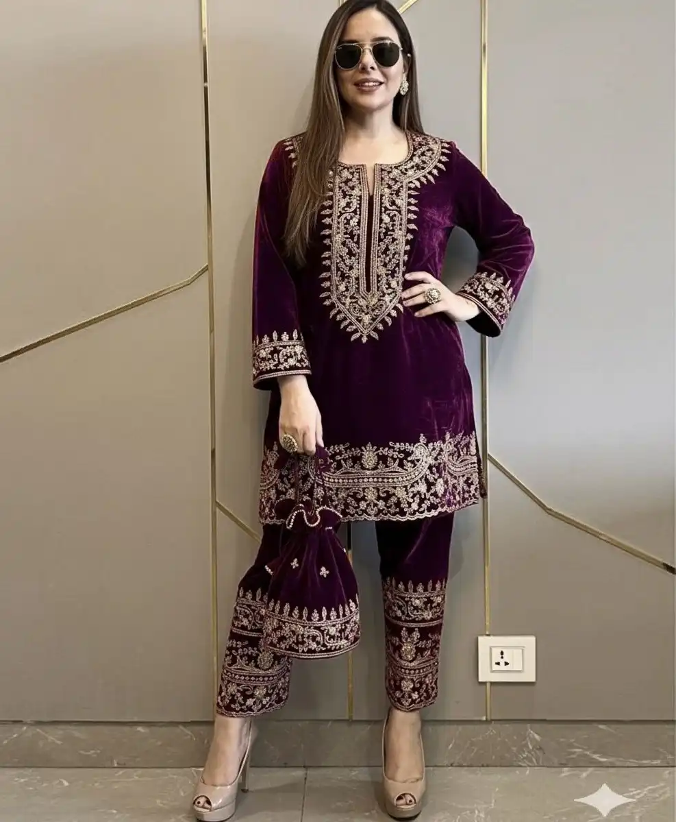 Velvet Kurti Pant Trendy Women's - Velvet Kurti Pant