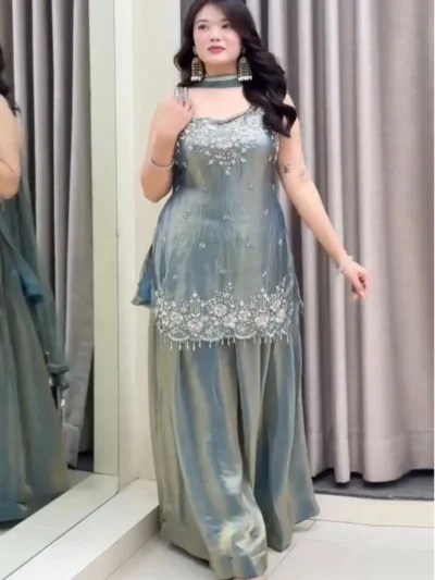 Women's Trendy - embroidery flared plazzo