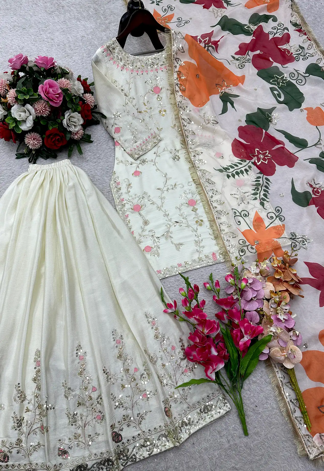 Sharara Suits White Elegent - Sharara Suits