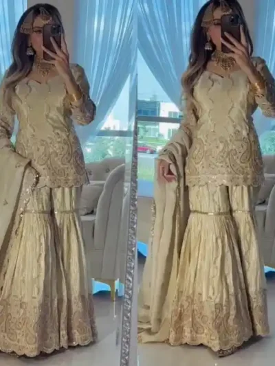 White Sharara Set- CHINON SILK SHARARA SET