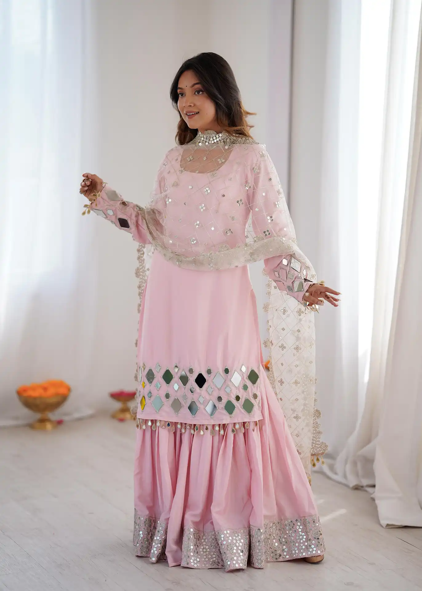 Launching New Sharara Set New Designer Real Mirror Work - Launching New Sharara Set
