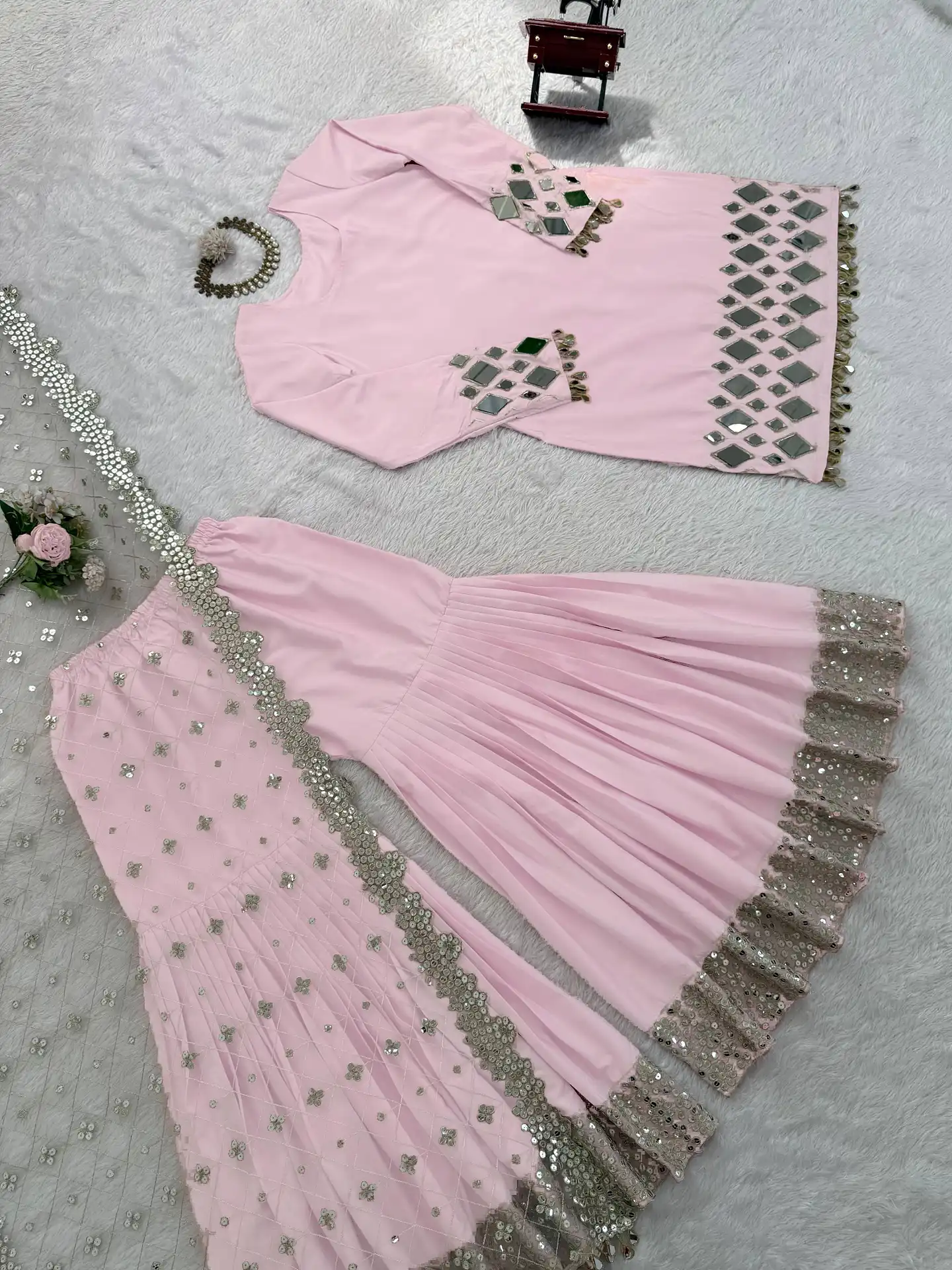 Launching New Sharara Set New Designer Real Mirror Work - Launching New Sharara Set