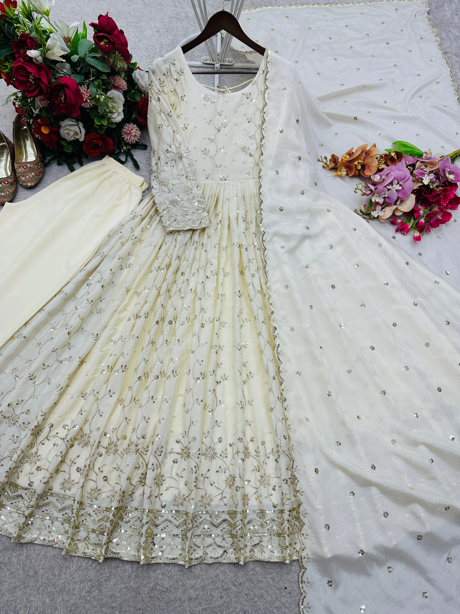 Women's Premium Designer Gown Women's Trendy pure chinon silk Designer Gown - Women's Premium Designer Gown