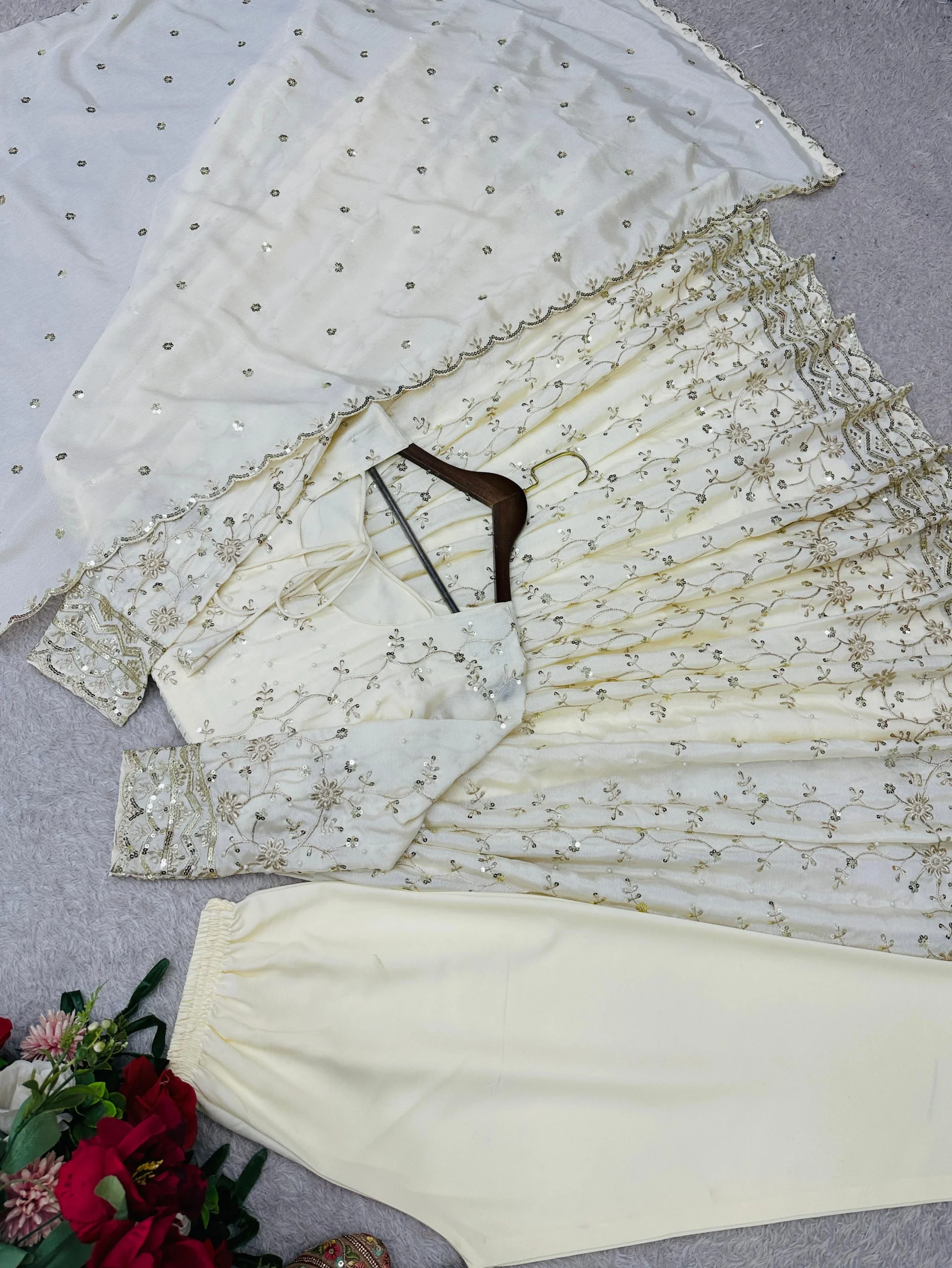 Women's Premium Designer Gown Women's Trendy pure chinon silk Designer Gown - Women's Premium Designer Gown