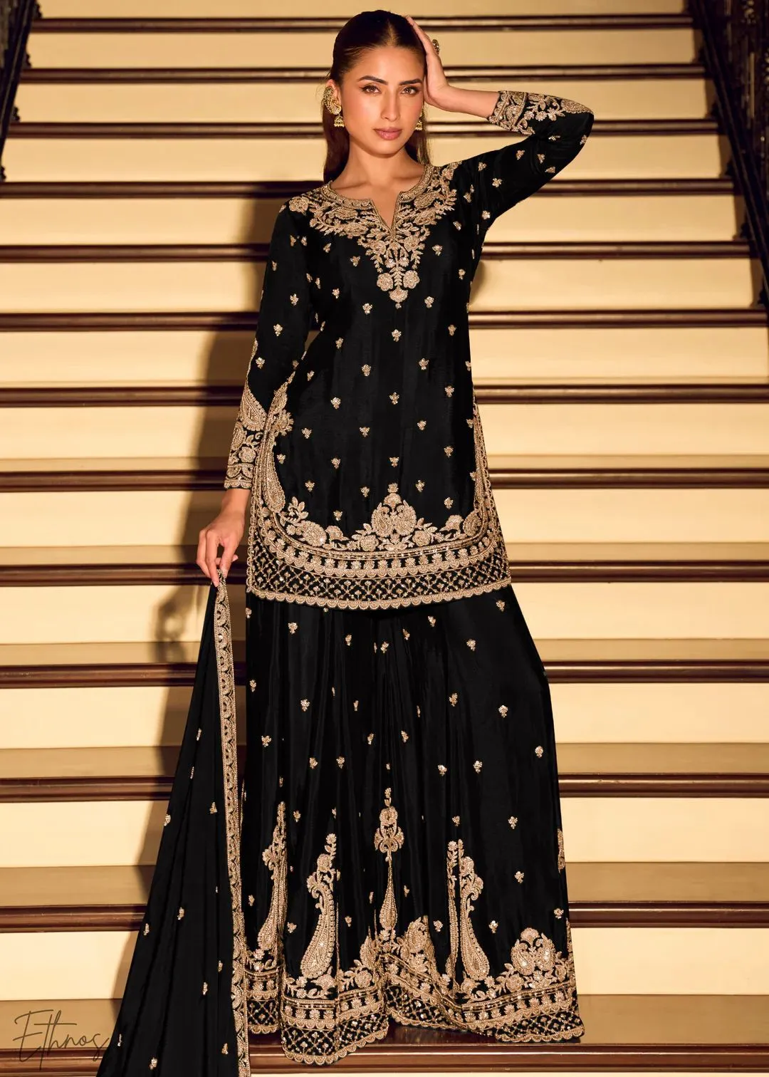 designer Black Elegant plazzo suit Premium Designer Black Elegant Plazzo Suit - Designer Black Elegant Plazzo Suit