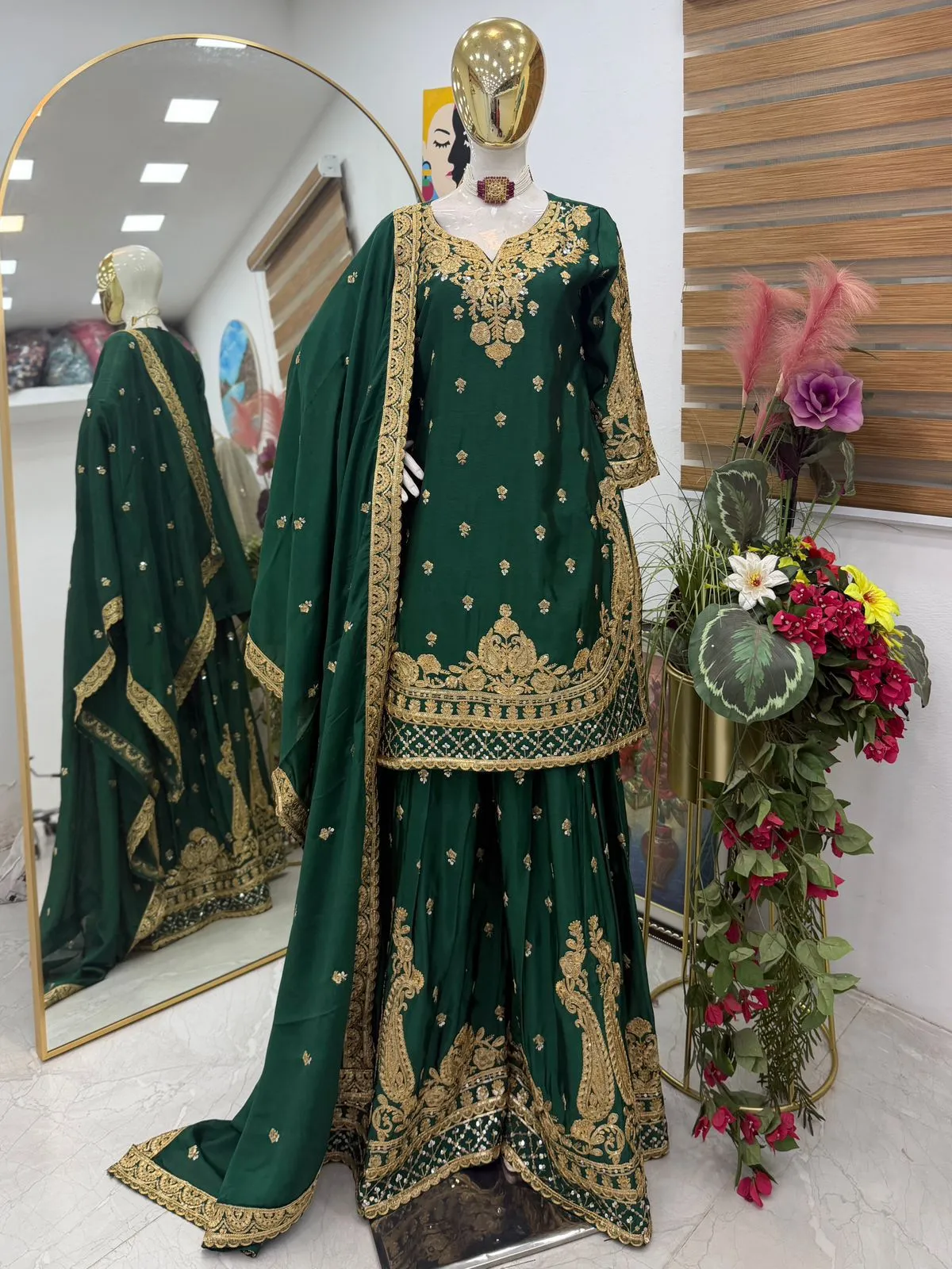 designer Green elegant plazzo suit Premium Designer Green Elegant Plazzo Suit - designer Green elegant plazzo suit
