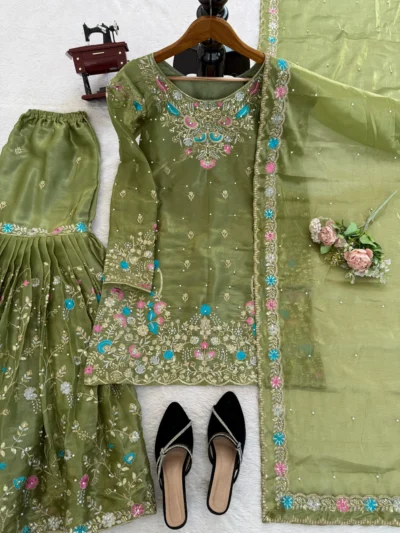 Women's Elegent Designer Moti Work - Women's Designer Sharara Suit