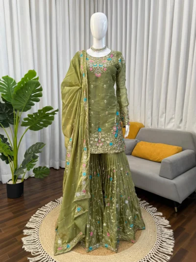 Women's Elegent Designer Moti Work - Women's Designer Sharara Suit
