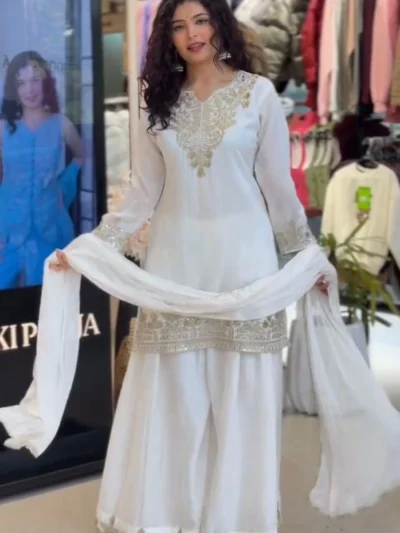 Women's Trendy White Designer party wear - White Designer Party Wear