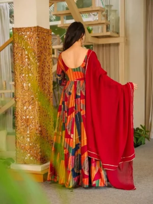 lucaya clora vol 20 yellow floral printed rayon anarkali suits