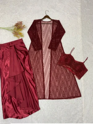 sequence embroidered butterfly net western wear -Women's Trendy Party Wear