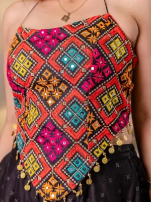 Women's Navratri Spacial - Embroidered bangalory silk top and pure butti palazzo set 2