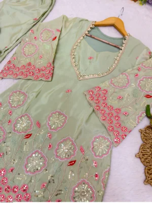 2premium sage green pista co-ord set.-Elegant Premium Pista Co - ord set